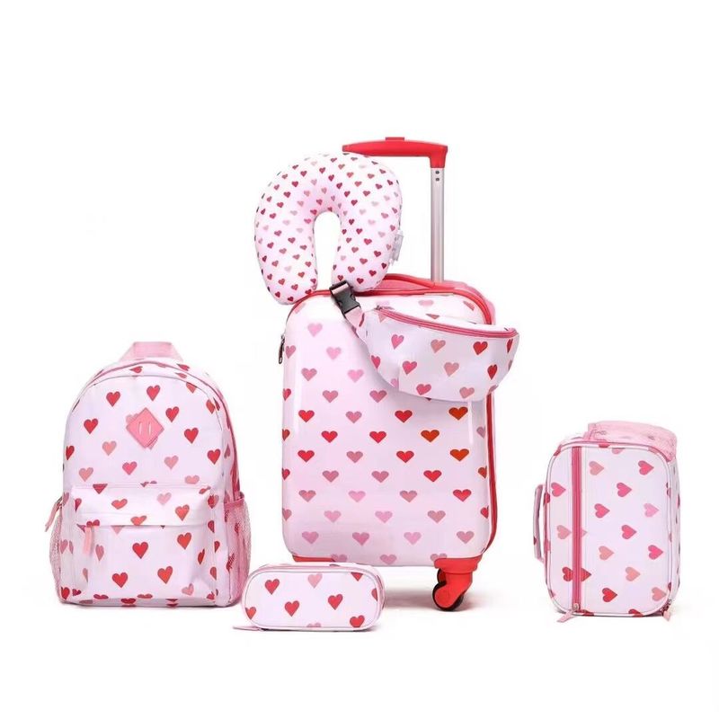 Nouveau design 6 pièces ensemble de voyage pour enfants bagages mignons dessins animés modèle sacs scolaires avec fermeture à glissière