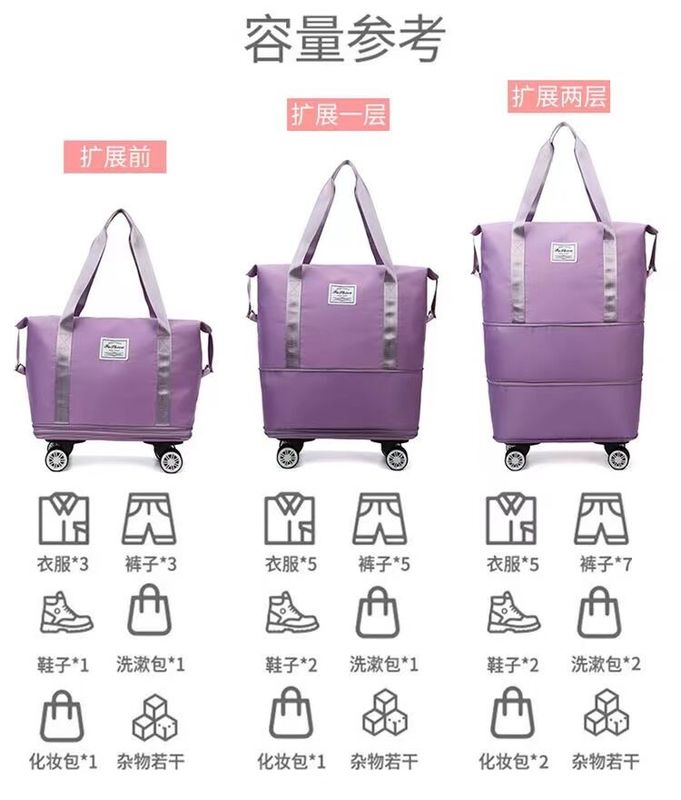 Sacs à dos pliables élargis, étanches, secs et mouillés, organisateur de week-end, sac à bagages à roulettes