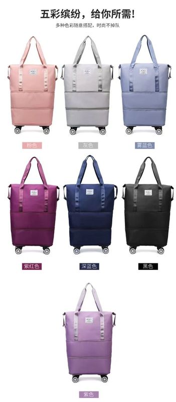 Sac de voyage d'affaires pliable léger à roulettes à poches multiples