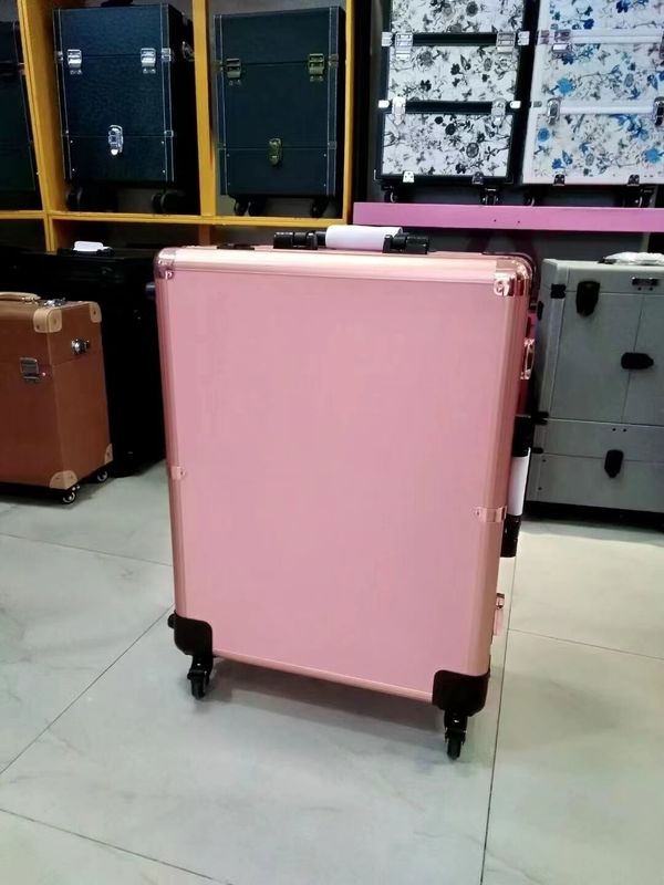 Casse de maquillage réglable jambes de support valise lourde LED miroir lumineux cosmétique roulement 4 roues chariot Casse de maquillage