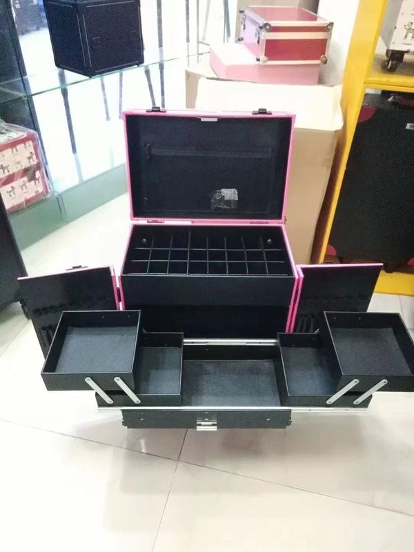 Casse de maquillage réglable jambes de support valise lourde LED miroir lumineux cosmétique roulement 4 roues chariot Casse de maquillage