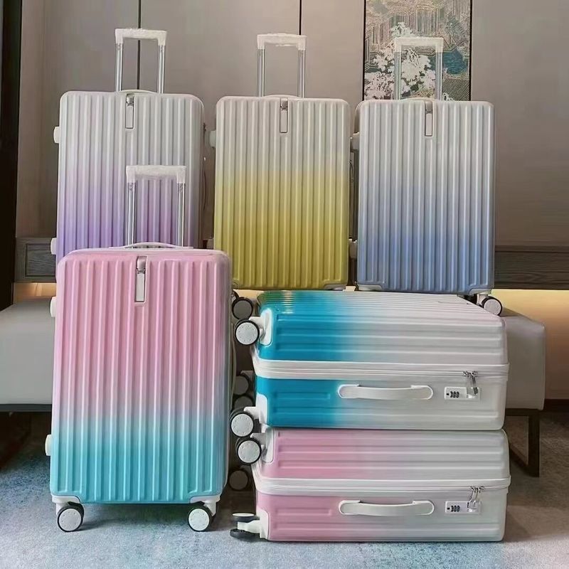 Vente en gros chaude couleur gradiente ABS+PC Suitcase ensemble de bagages roues amovibles chariot valise colorié bagages voyage