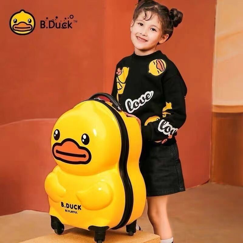 Couleur jaune canard Animal Design Kids Trolley Sac à main enfants Cartoon Rouleau de bagages