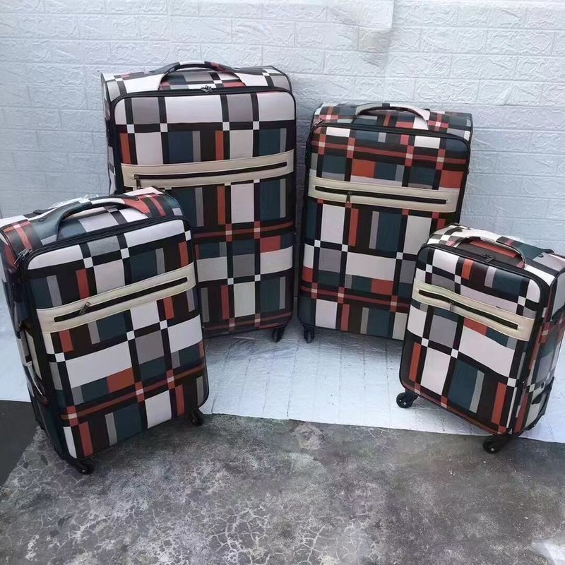 Ensembles de bagages en cuir à motifs à carreaux de couleurs mixtes Fabrique de PU fournisseur imperméable haute résistance et résistance à la compression
