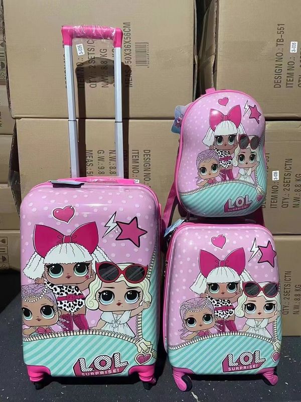 Les enfants portent des bagages ensemble valise roulante sac à livres imperméable à l'eau sac scolaire enfants bon marché PC animaux enfants bagages école