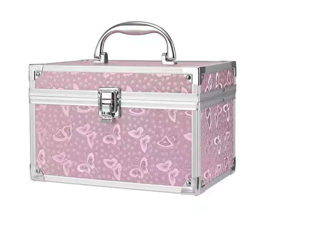 Low MOQ Boîte à vanité avec miroir Maquillage pinceau Boîte à maquillage Voyage Boîte à maquillage Bagage Boîte cosmétique en aluminium Organisateur de stockage