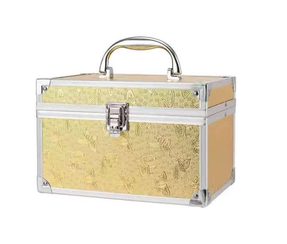 Maillot de maquillage valise cosmétique boîte de maquillage ongles étui polonais mini aluminium diamants durables luxe métal étui cosmétique numéro