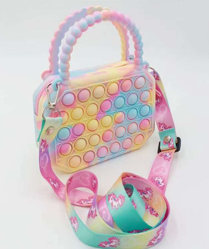 Pop Fidget Jouets Silicone Pousser Boule Crossbody Sac Réducteur de stress Sensoriel Adultes Enfants Sac à main Monnaie Poche Sac à main Cadeaux