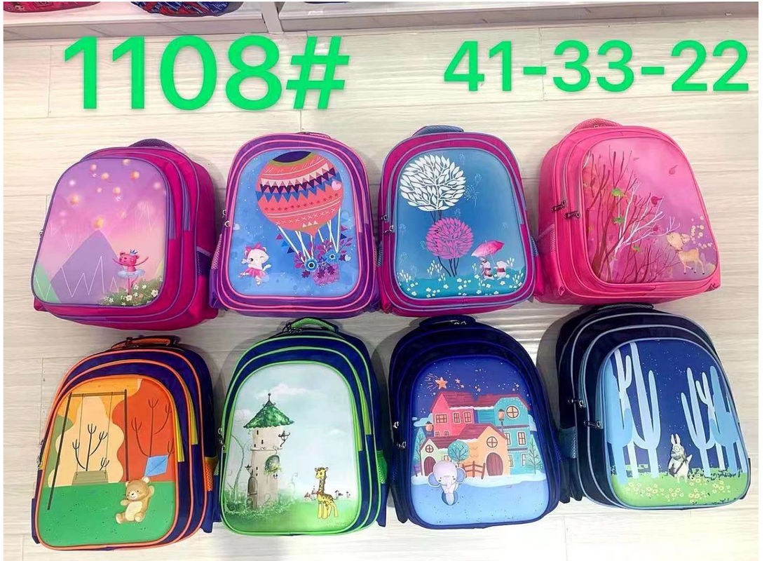 En gros personnalisé nouveau dessin animé imprimé modèle de la poche pour enfants mignon sac d'école de chariot pour enfants