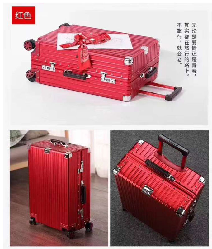 Une valise en alliage d'aluminium et de magnésium unisexe, avec poignée métallique et conteneur de livraison.
