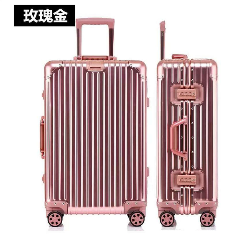 Chariot de voyage en aluminium avec roues silencieuses 24 pouces coque dure durable personnalisé valise de voyage bagages