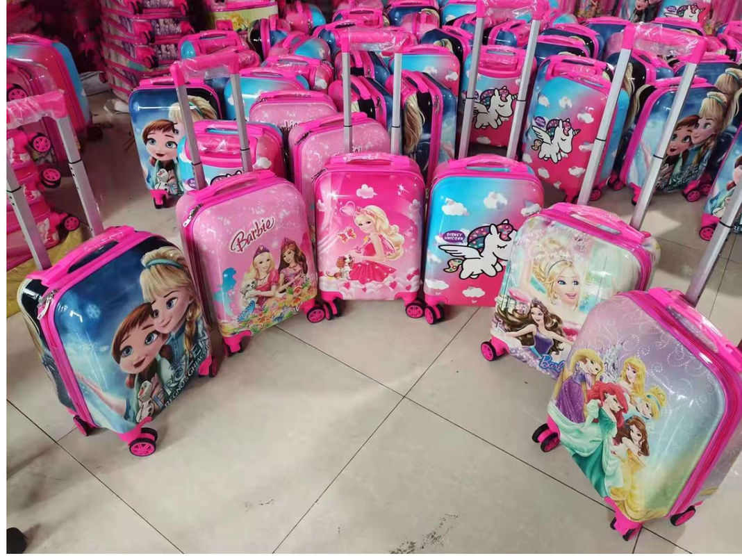 16 valises de 20 pouces pour enfants personnalisé motif d'animation conception d'impression Abs + PC ensemble de bagages de voyage sac de voyage