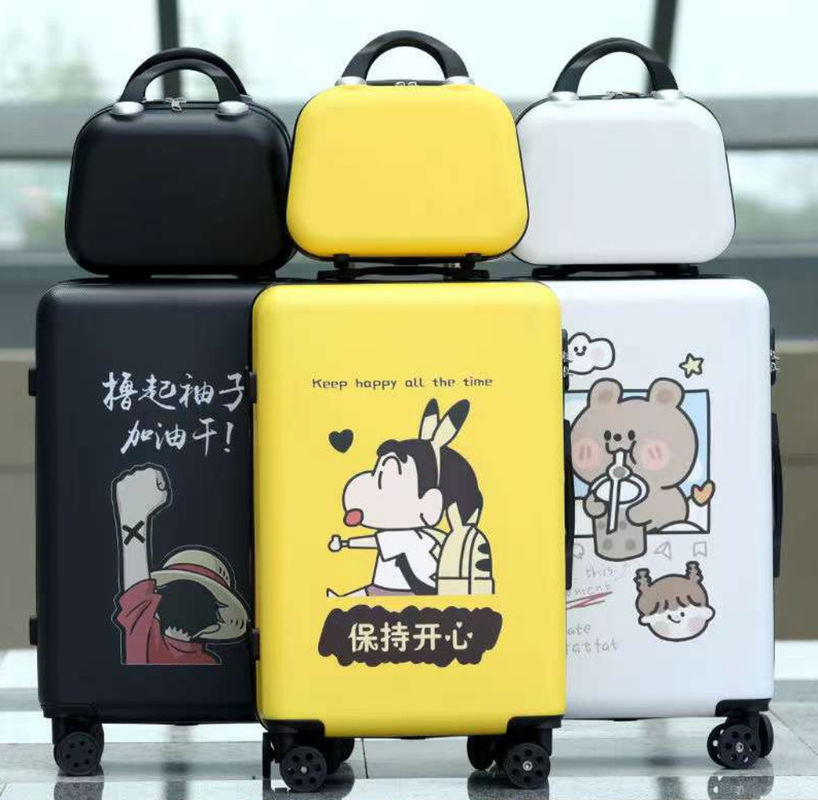 4 roues logo personnalisé bricolage impression créative sac de voyage bagages filateur cabine ABS PC chariot de transport sur le logo personnalisé valises