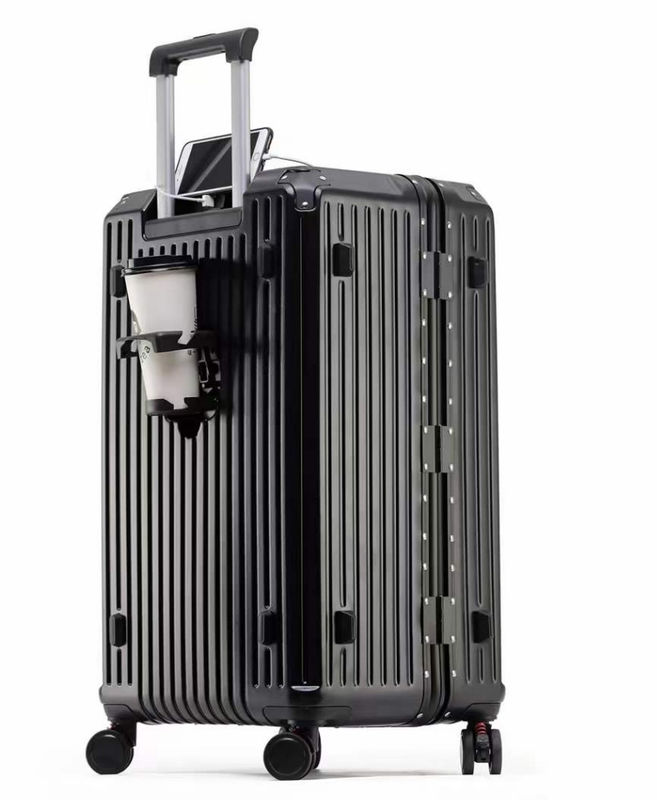Nouvelle arrivée Vintage Multifonctionnelle Abs Aluminium Bagage à l'arrière-course Trolley Case Bagage de Voyage Valige avec porte-gobelets