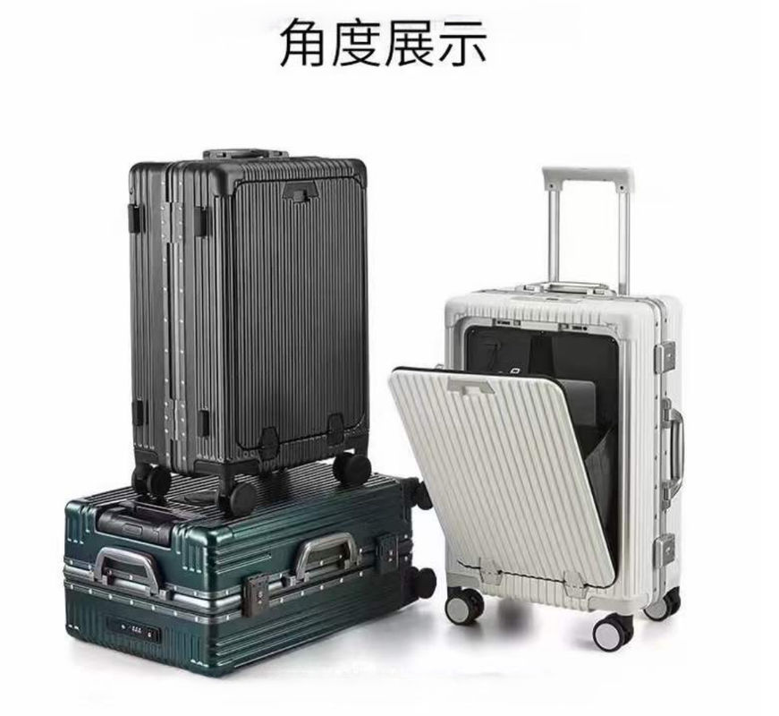 24 pouces de valise avant ouverte carcasse d'aluminium dur avec port de charge USB TSA verrouillage porte-gobelets et porte-téléphone moyen