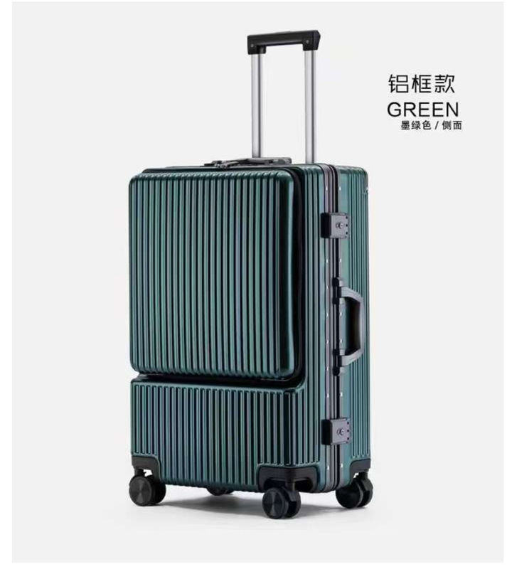 Chariot à rouleaux pour bagages avec serrures TSA Noir, vert foncé, rouge, porte-avions 20 pouces, valise PC avec poc avant