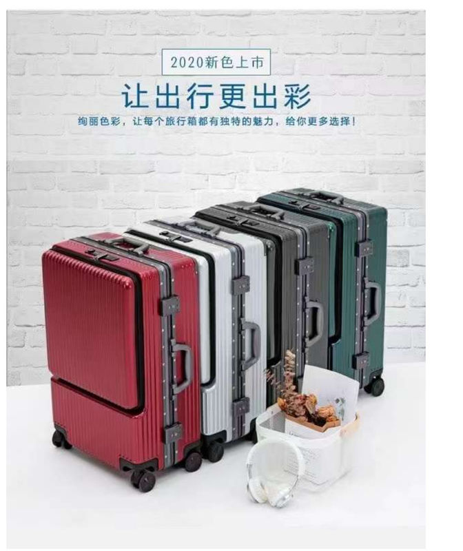 Chariot à rouleaux pour bagages avec serrures TSA Noir, vert foncé, rouge, porte-avions 20 pouces, valise PC avec poc avant