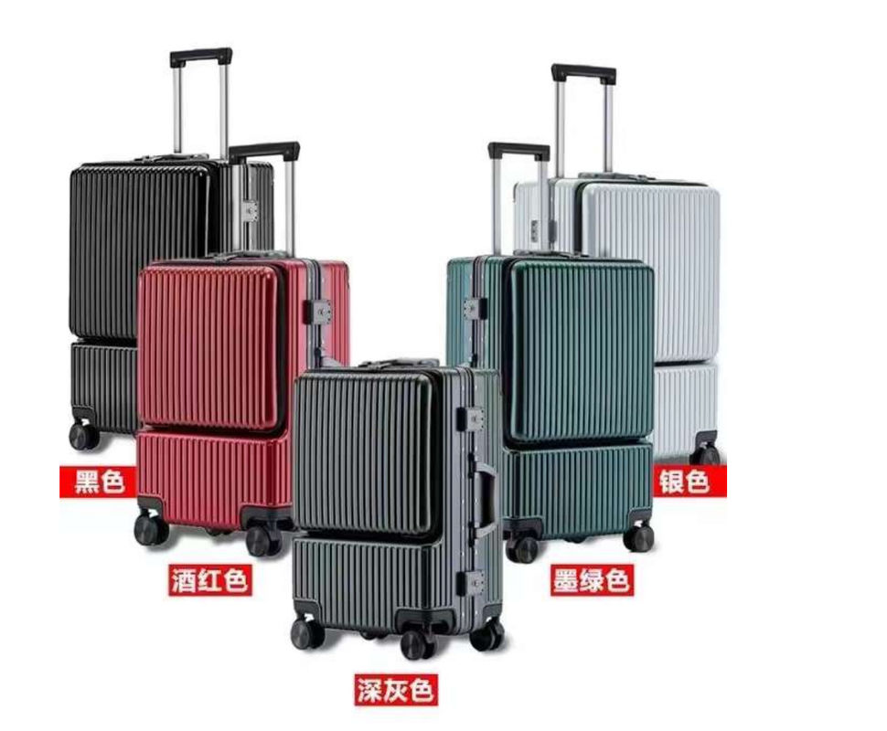 Chariot à rouleaux pour bagages avec serrures TSA Noir, vert foncé, rouge, porte-avions 20 pouces, valise PC avec poc avant