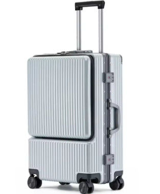 Couverture avant Côté ouvert Chariot de bagages Entreprise Boîte d'embarquement Barre à tirer Avec charge USB Roue universelle muette