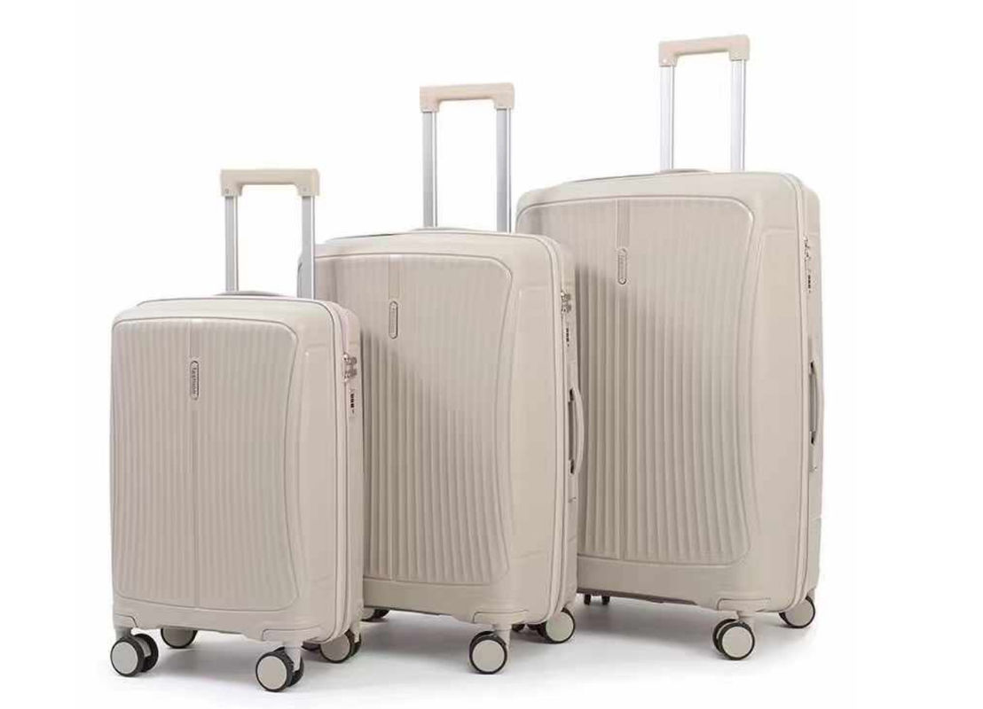 Poids léger dur Meilleure valise 3 pièces 20 24 28 pouces Couleur adéquate Nouveau matériau PP Porte-avions Bagages bon marché